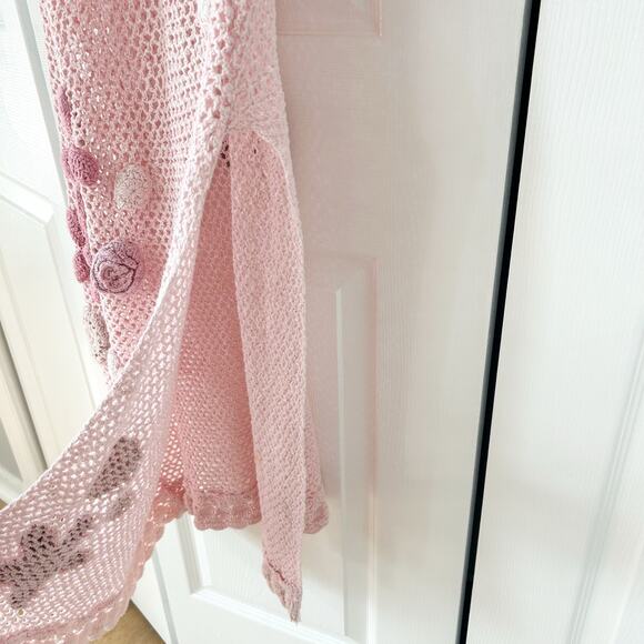 LoveShackFancy Shelburne Crochet Cotton Midi Dress Pink Floral EUC Medium - Picture 14 of 16